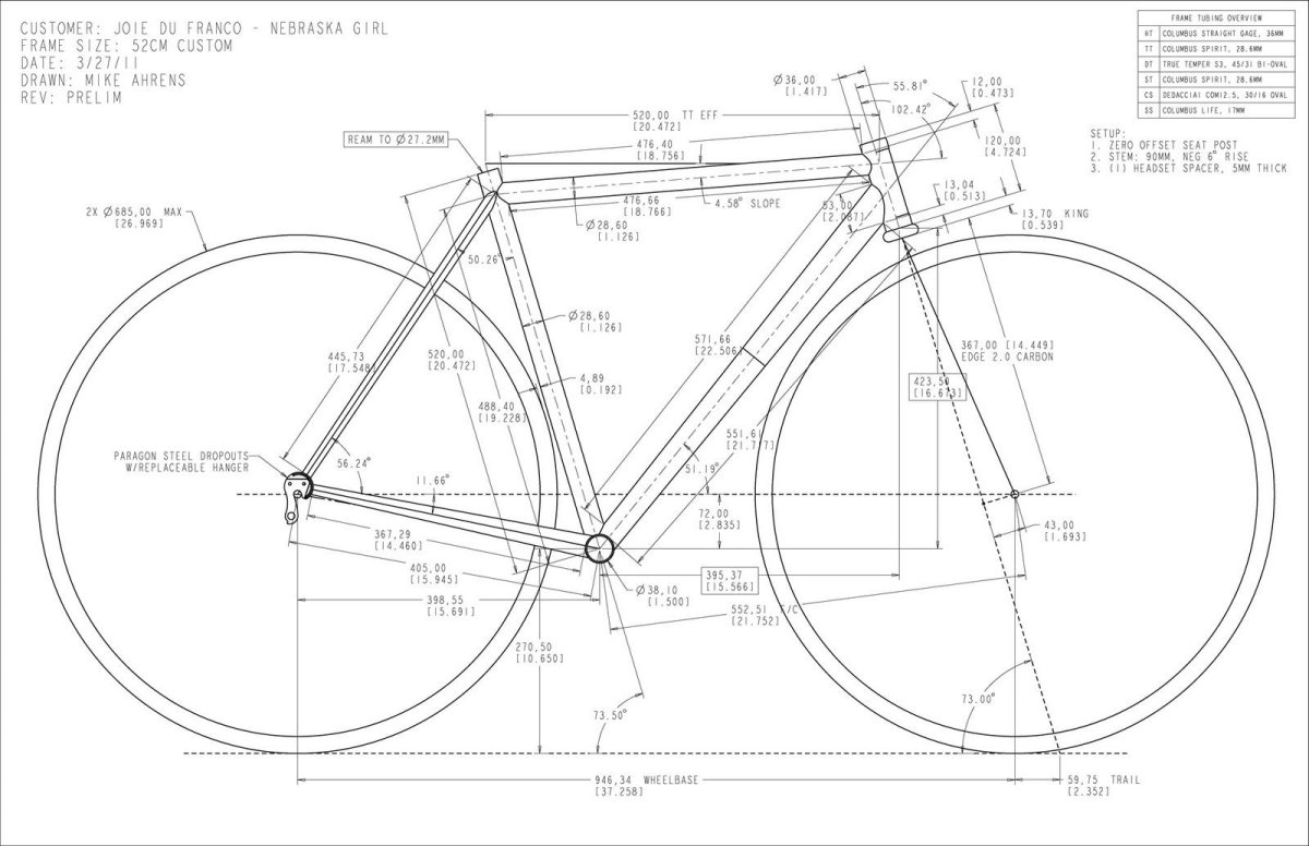Велосипедная рама чертеж