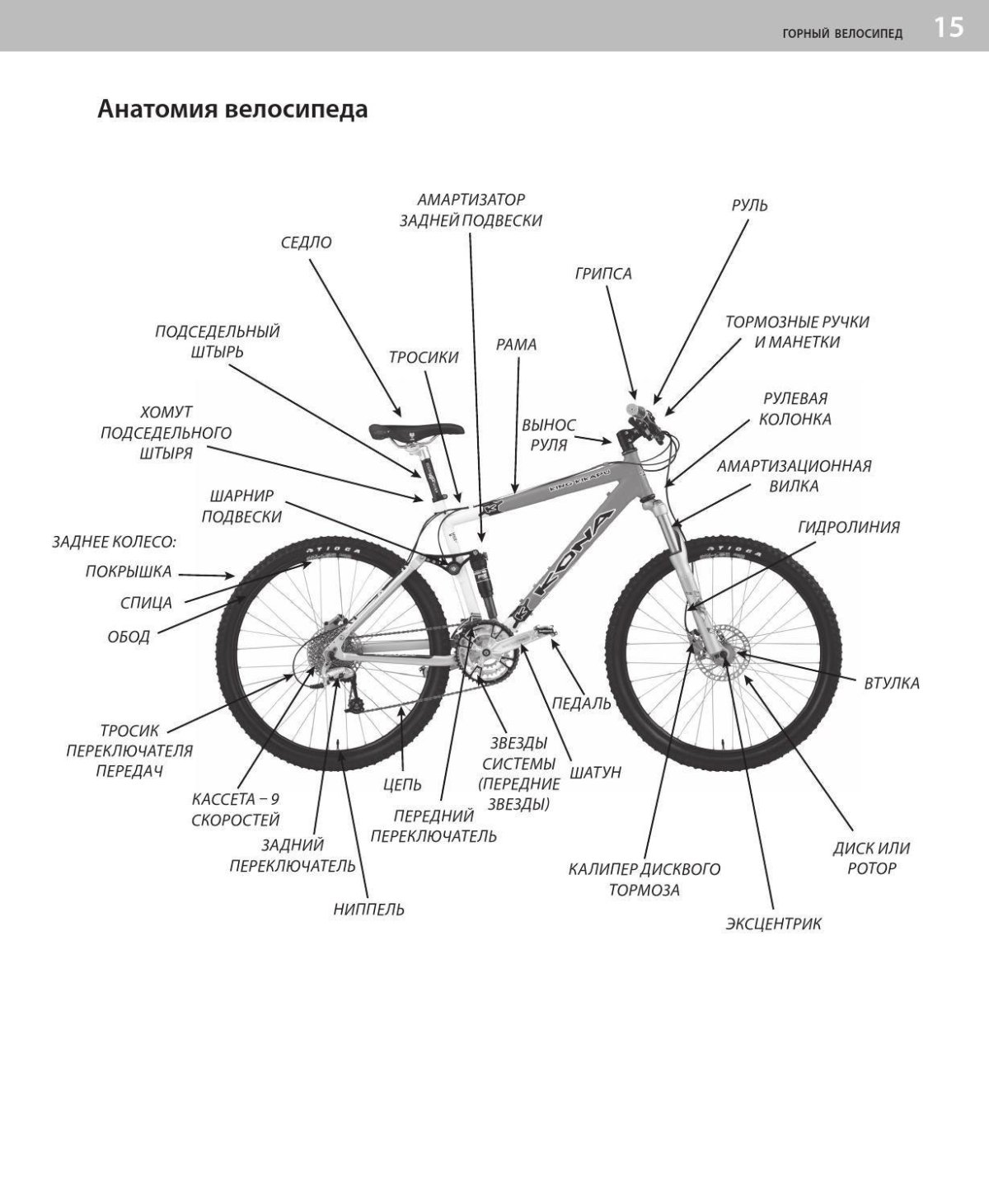 Строение горного велосипеда схема