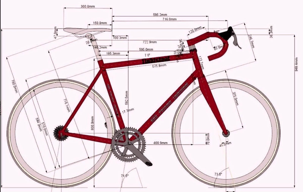 Чертёж рамы шоссейного велосипеда