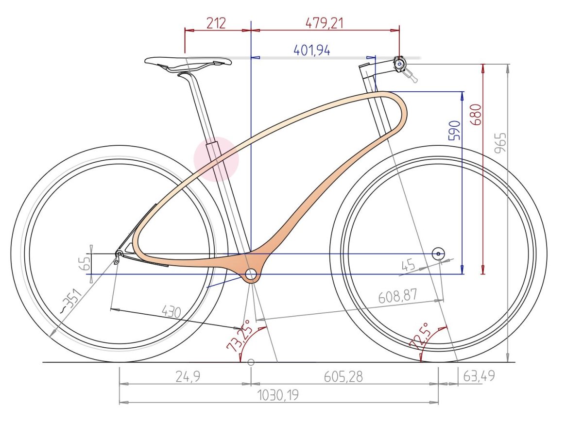 Чертёж рамы шоссейного велосипеда