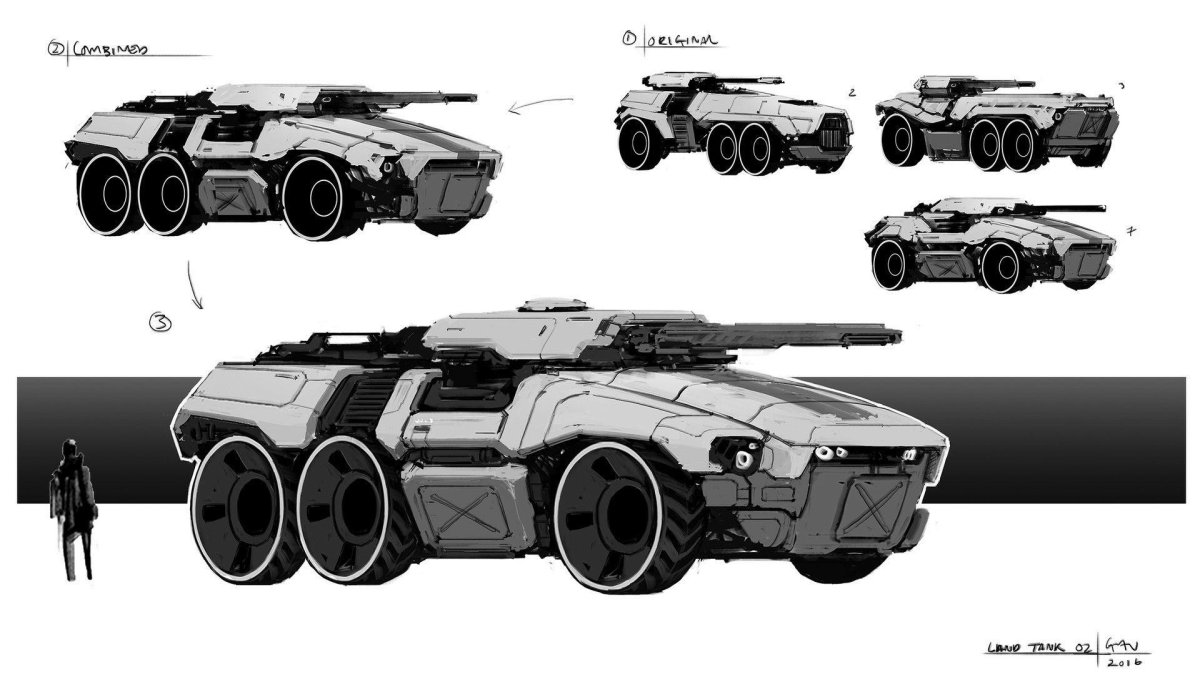 Танк концепт арт вид сбоку