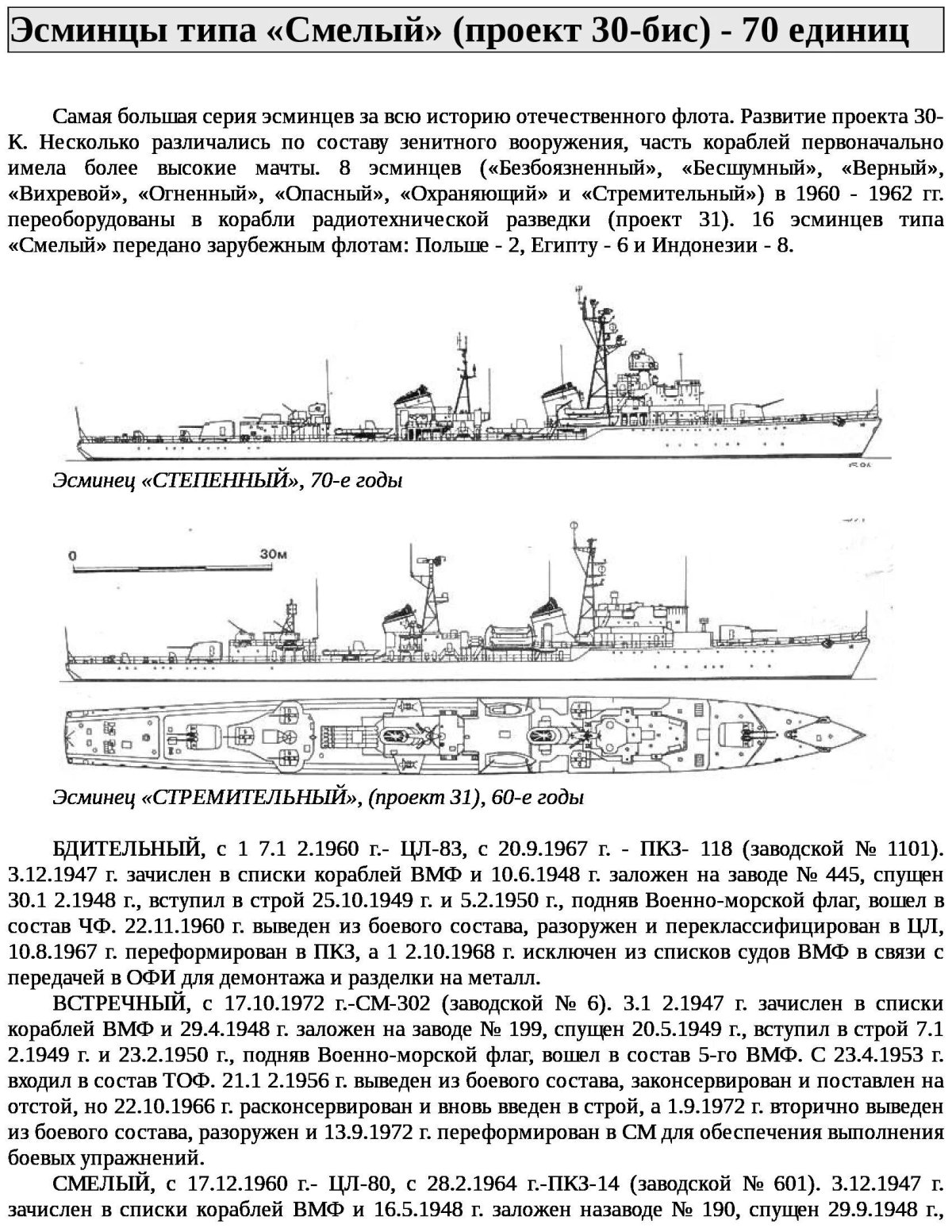 Эсминец смелый проект 30 бис
