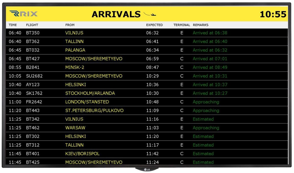 Информационное табло в аэропорту