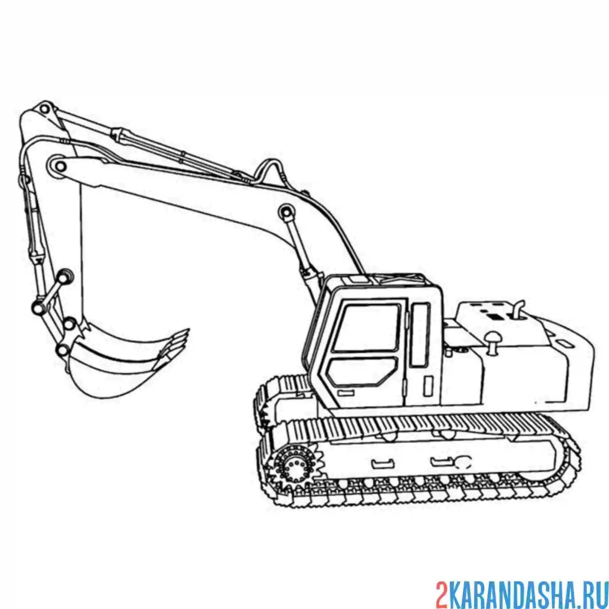 Раскраска машина экскаватор