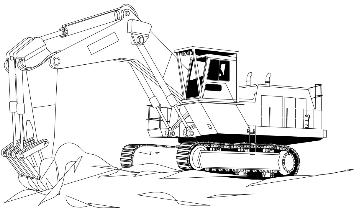 Раскраска грейферный экскаватор
