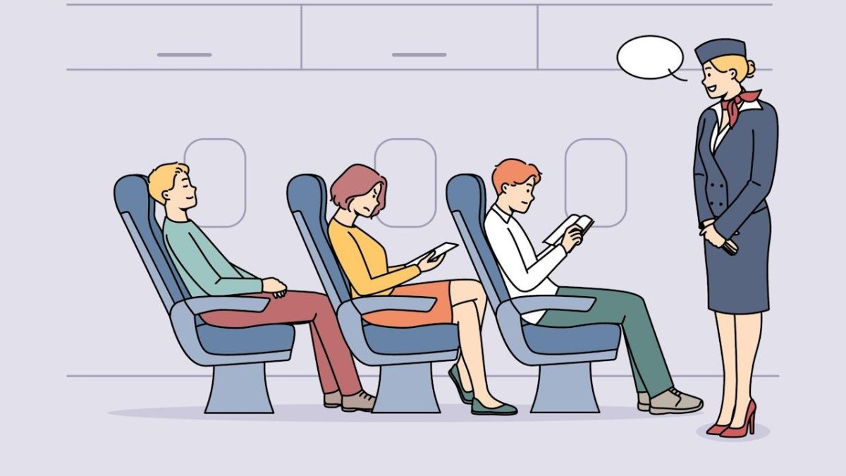 Пассажиры в самолете рисунок