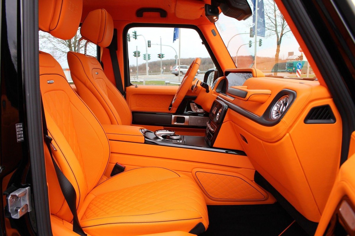 Мерседес Бенц g63 оранжевый салон