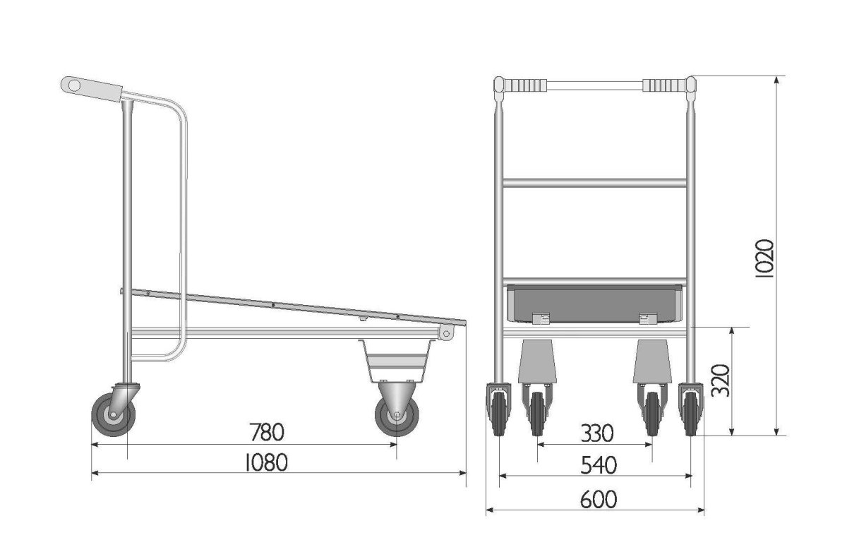 Прицеп тележка Тип-250 кг усиленная чертёж