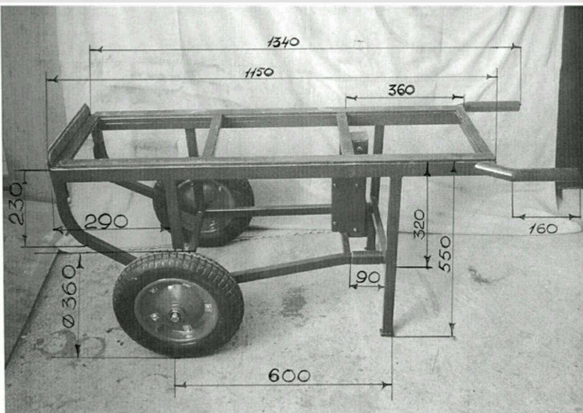 Чертёж прицепа для мотоблока Нева МБ-2