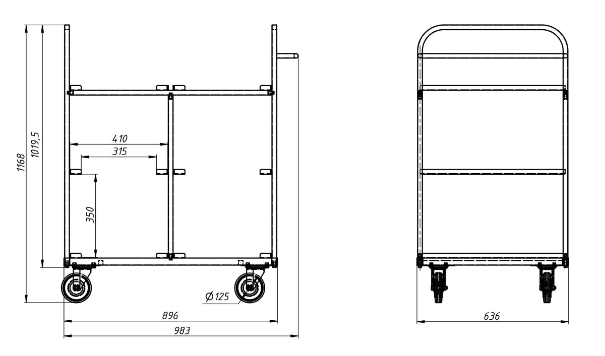 Тележка платформенная чертеж