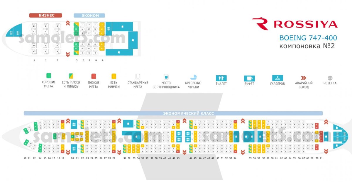 Схема мест в самолете Боинг 747-400