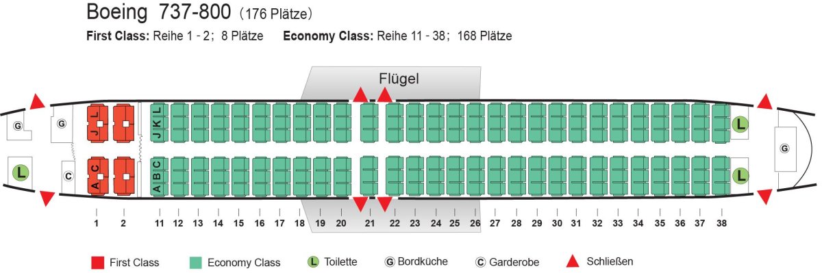 Схема мест в самолете Боинг 737