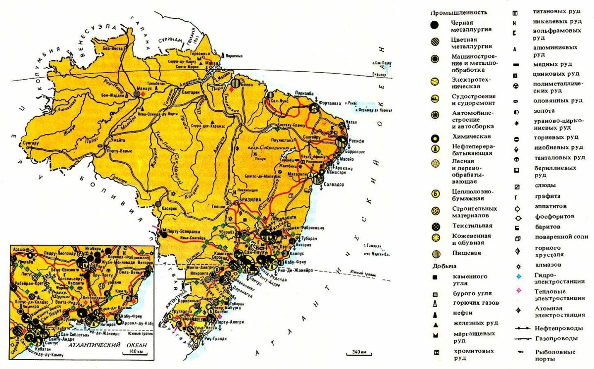 Промышленность Бразилии карта