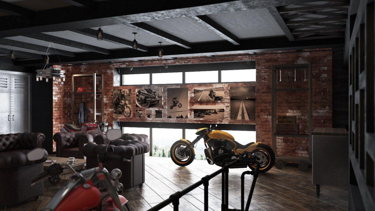 Клабхаус байкеров интерьер