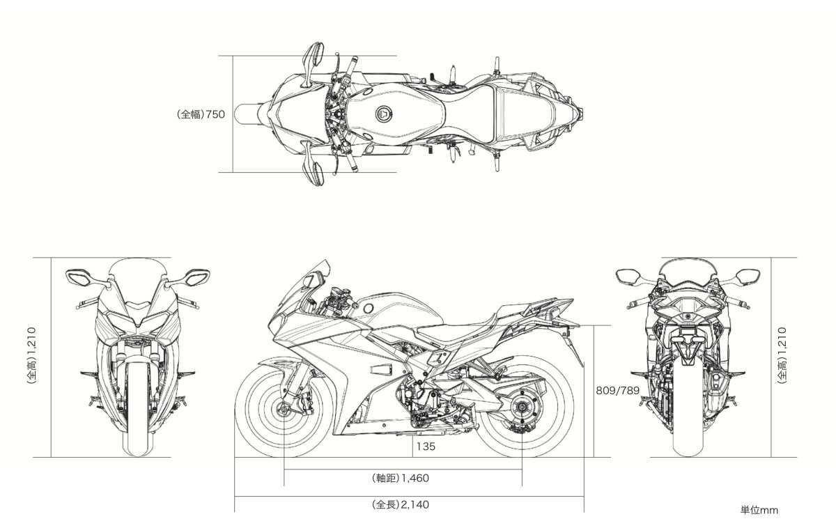 Габариты мотоцикла Honda VFR 800