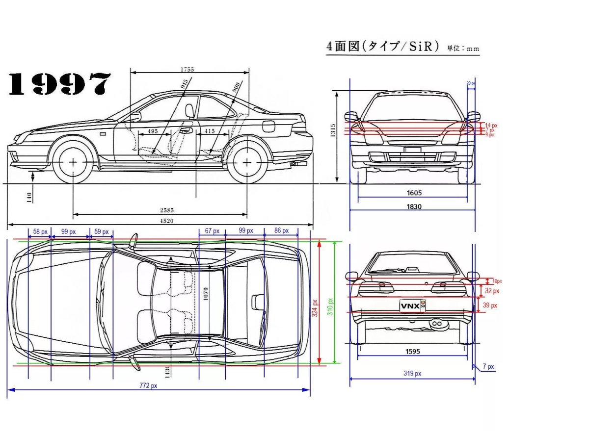 Honda Prelude 5 чертеж