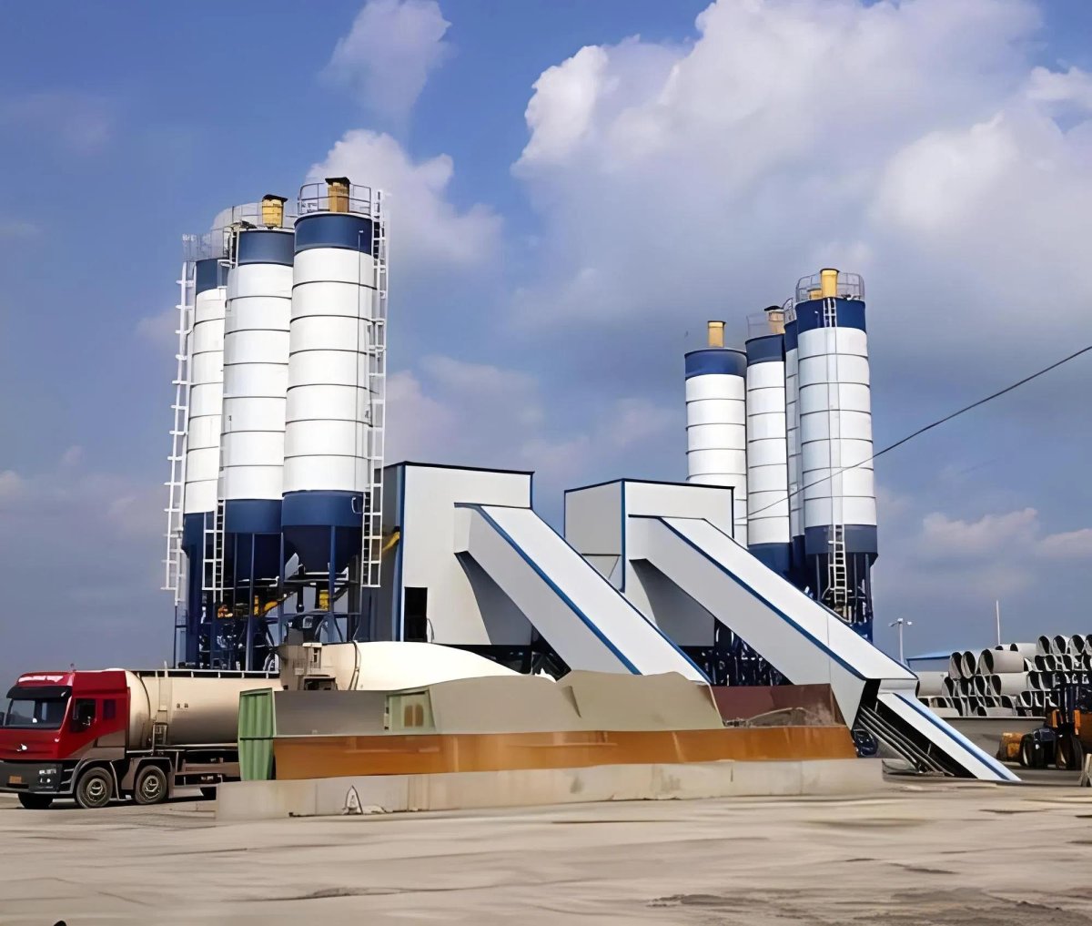 Бетонный завод HZS 60 скип