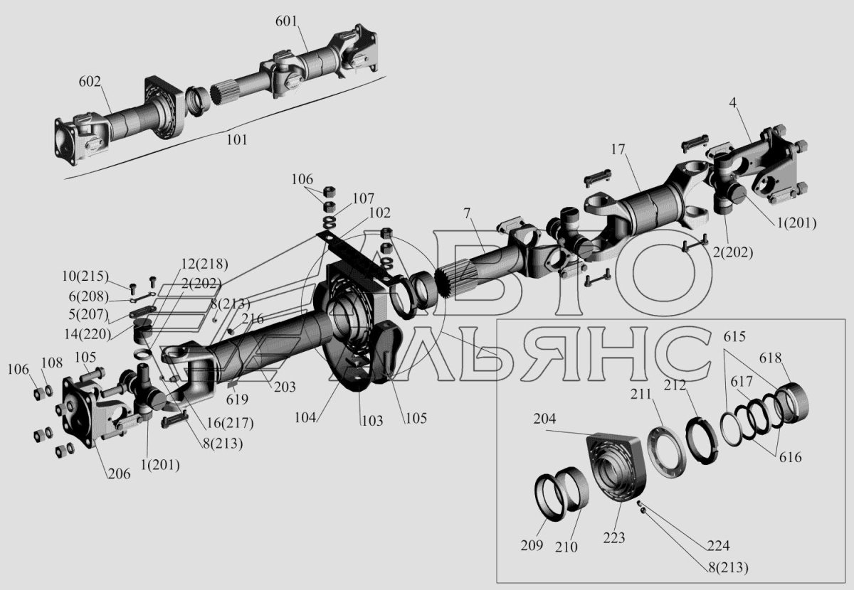 Карданный вал МАЗ Зубренок