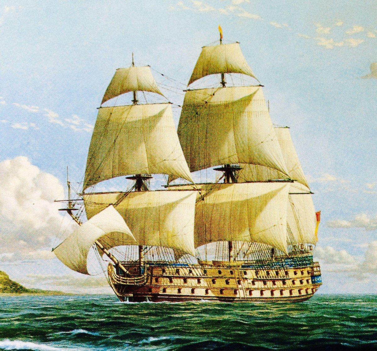 Трёхпалубный линейный корабль 17 века