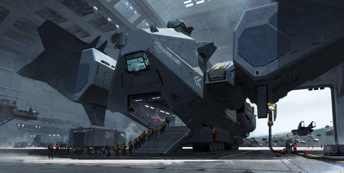 Sci Fi космический корабль транспортник