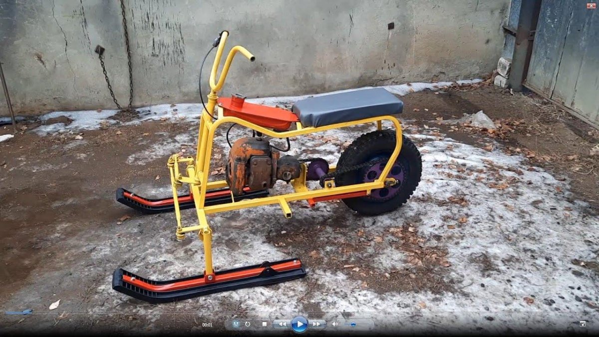 Снегокат с мотором от бензопилы