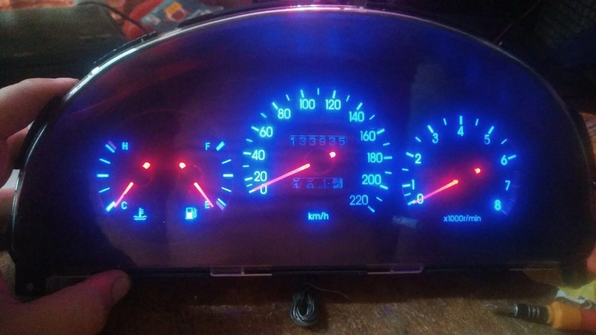 Пересвет приборной панели Ланос