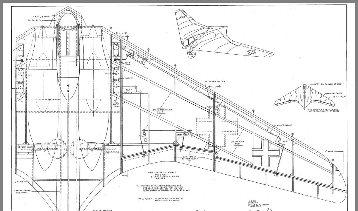 Horten ho 229 чертежи