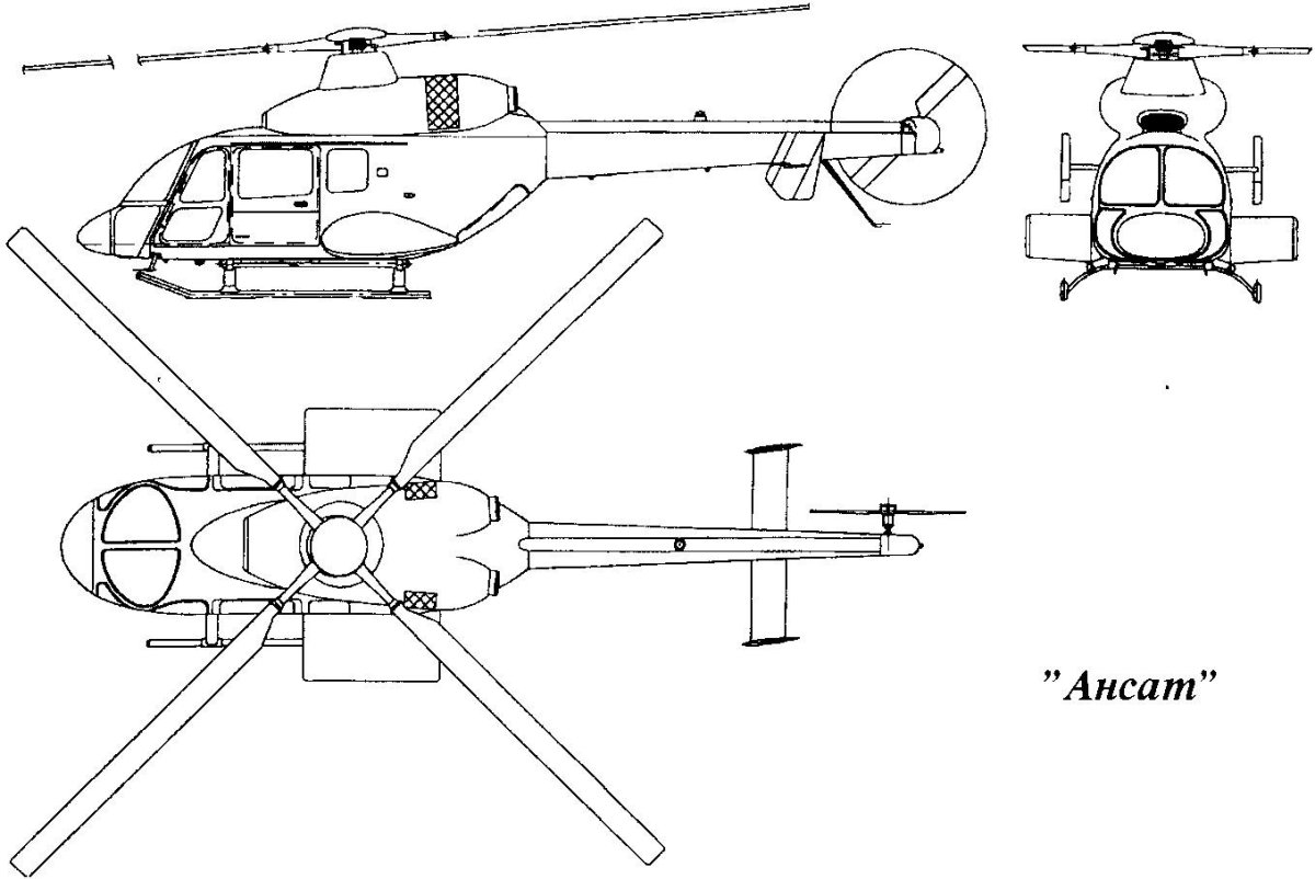 Вертолет Ансат чертеж