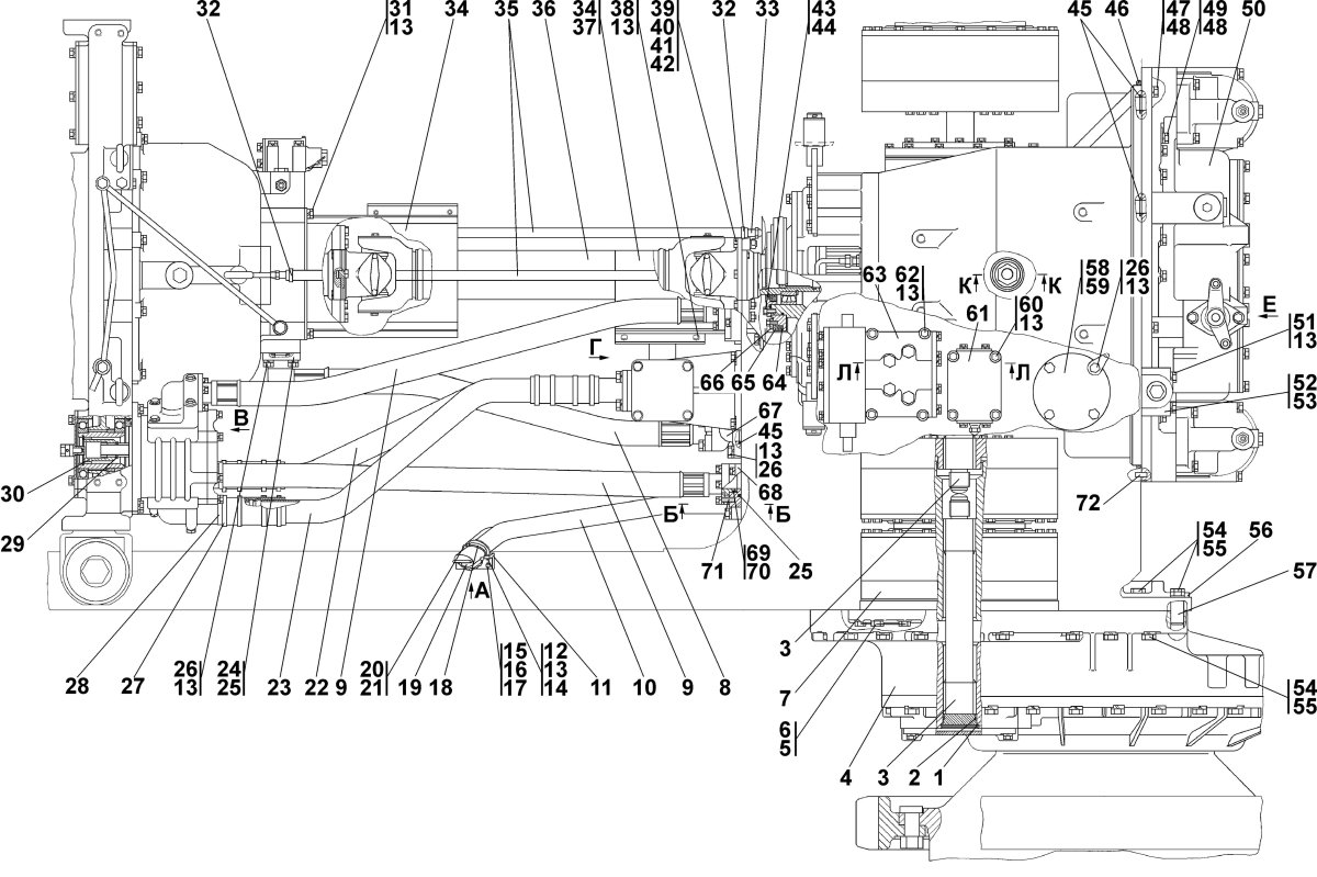 Схема трансмиссии бульдозера т-35