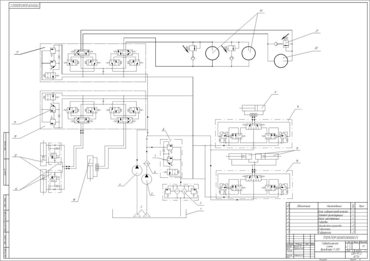 Гидравлическая схема бульдозер т-330