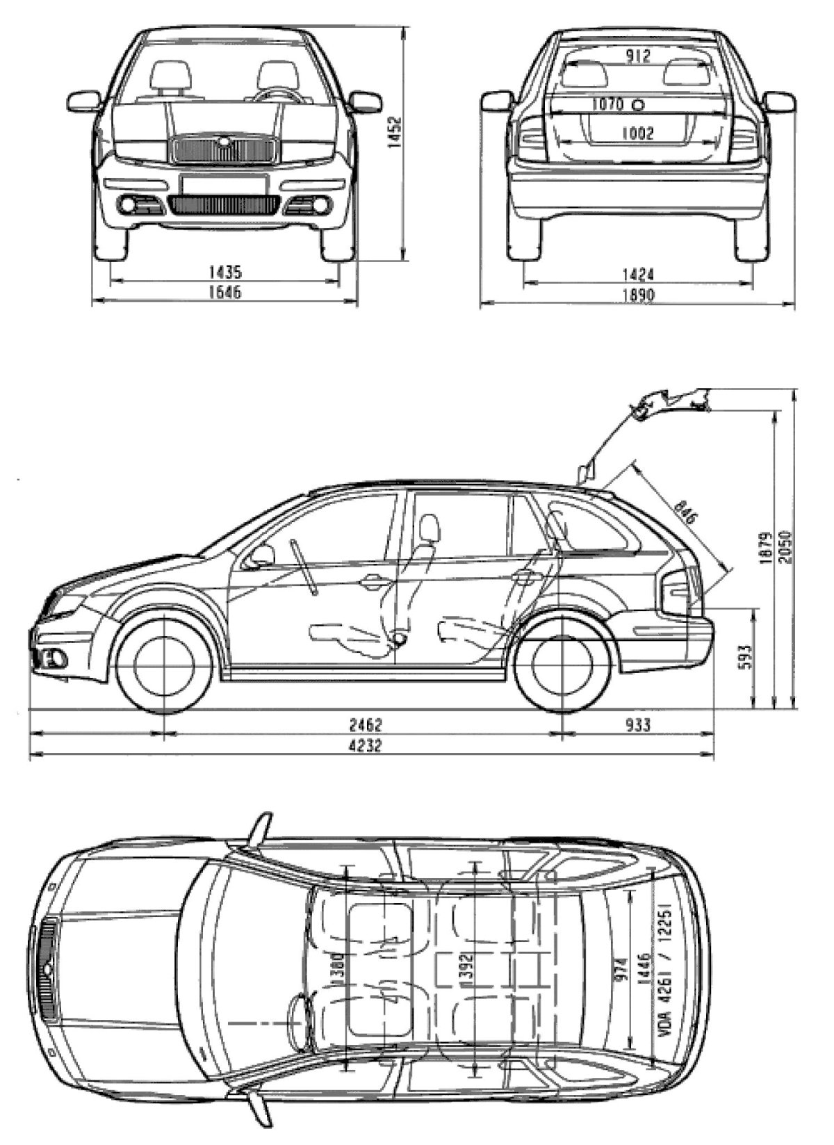 Габариты Шкода Фабия хэтчбек 2012
