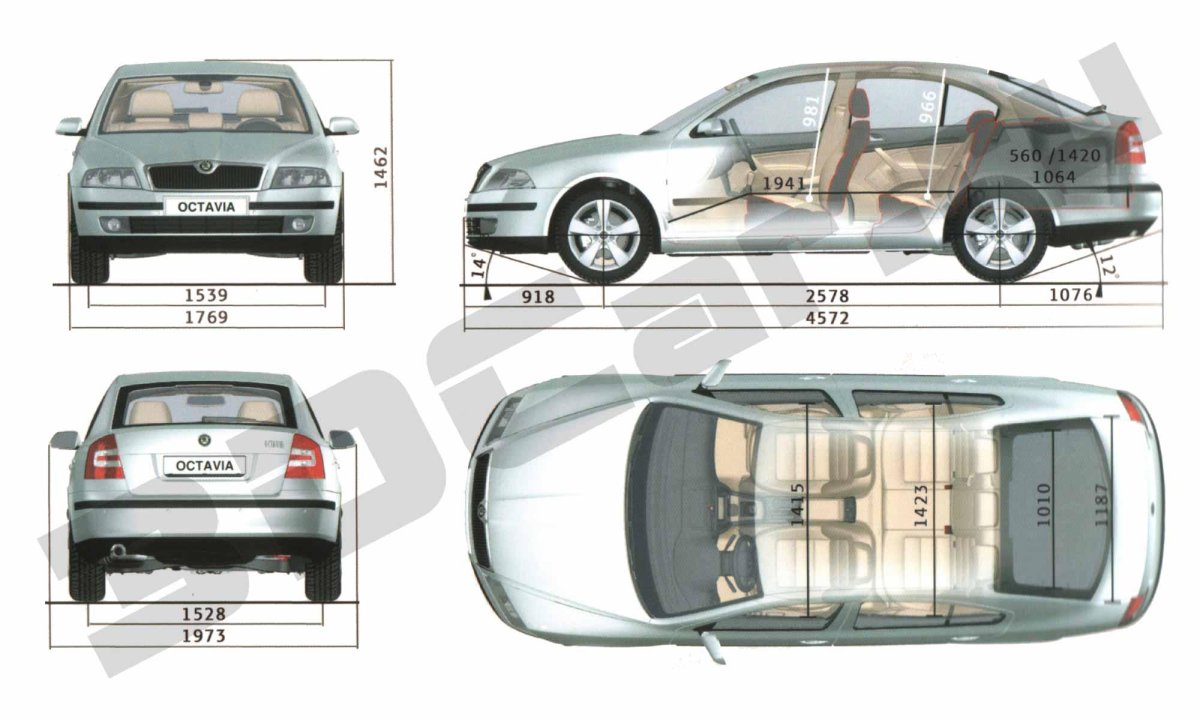 Шкода Октавия а5 габариты авто