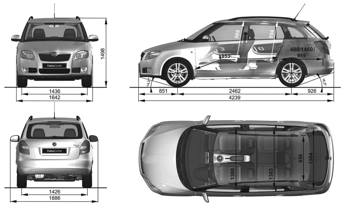 Skoda Fabia Combi 2013 габариты