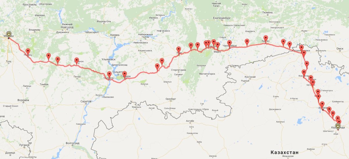 Москва Караганда карта