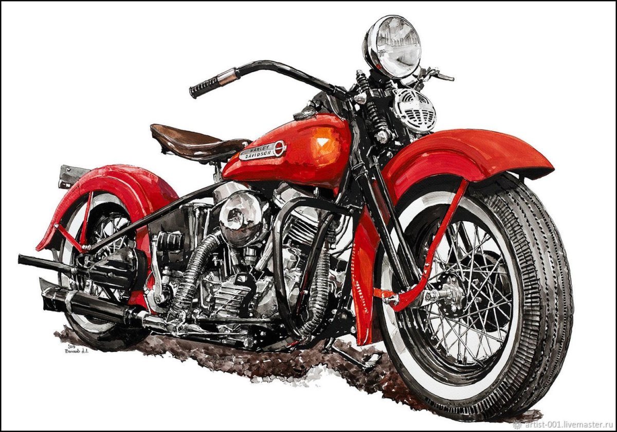 Мотоцикл Харлей Дэвидсон красный