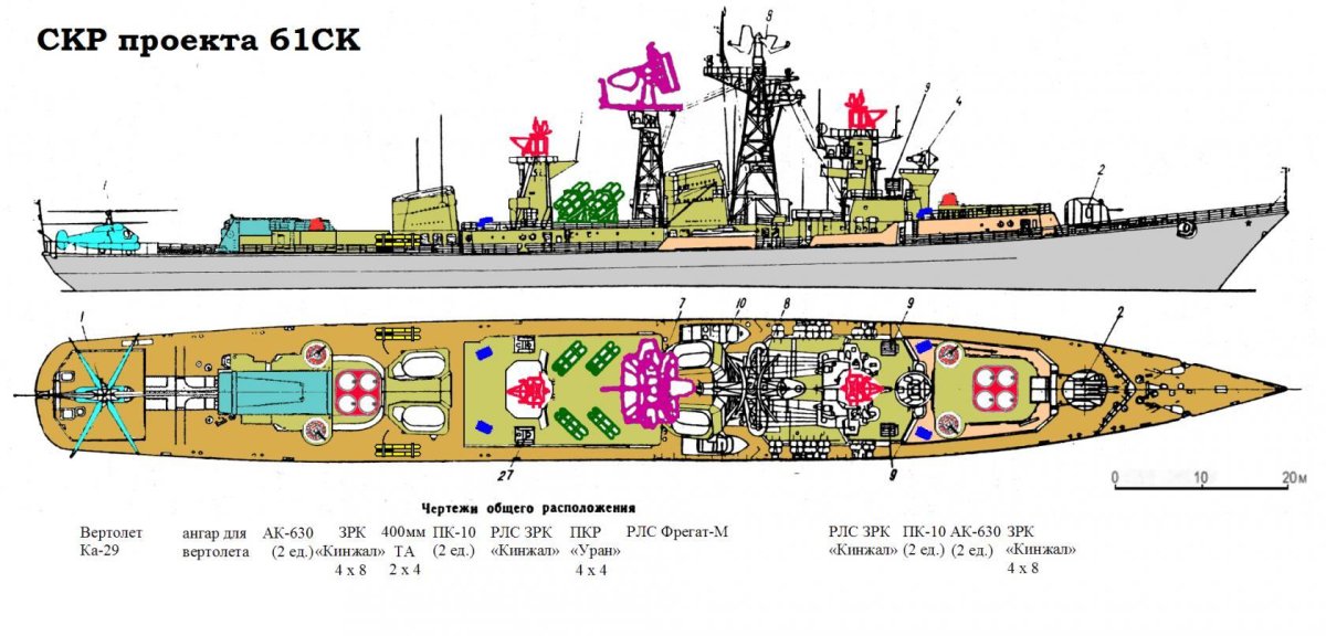Чертежи большого противолодочного корабля проекта 61