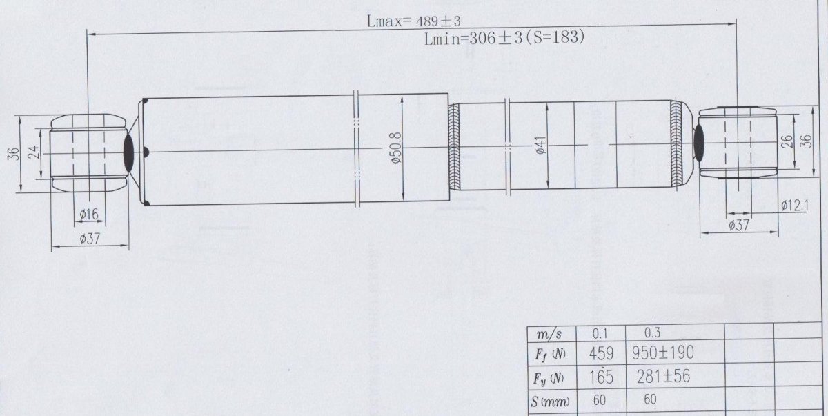 Амортизатор передний ВАЗ 2121 чертеж