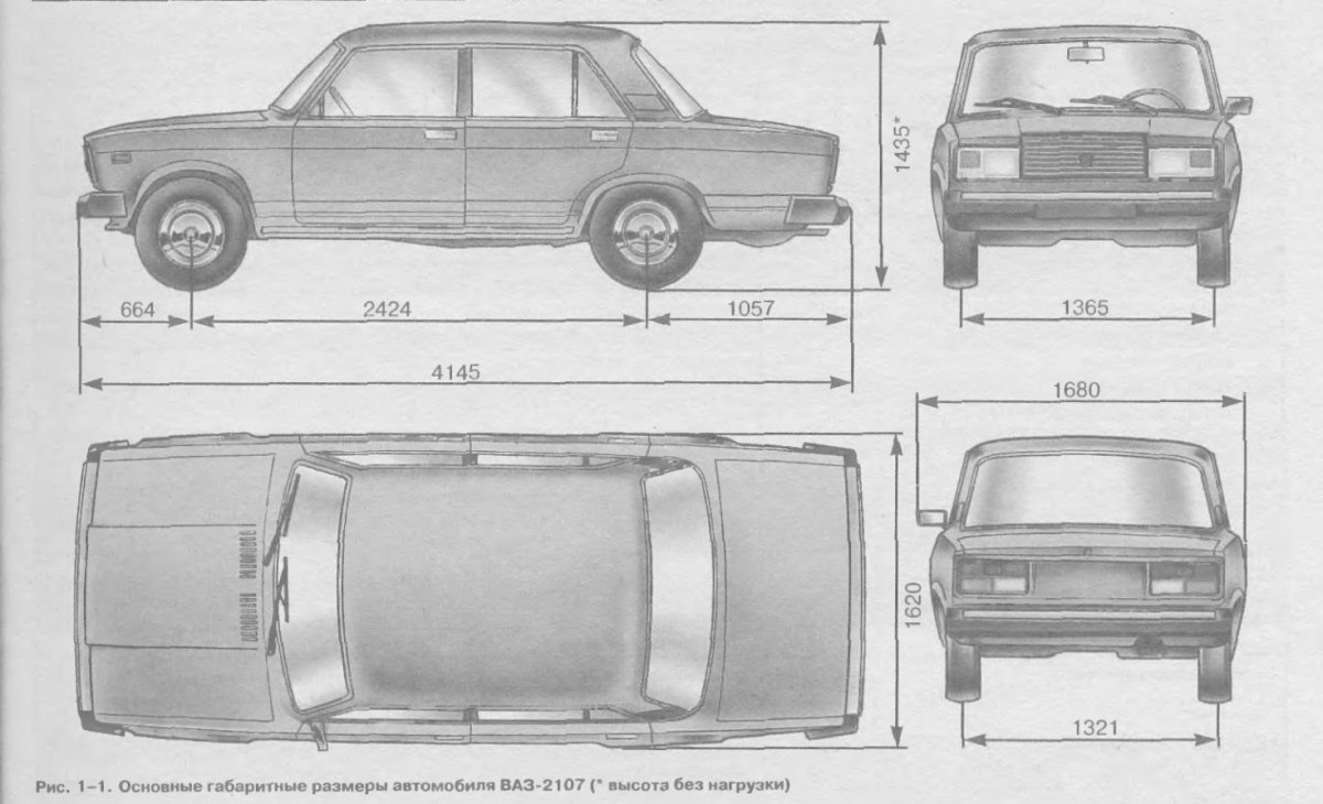 Габариты ВАЗ 2107 ширина
