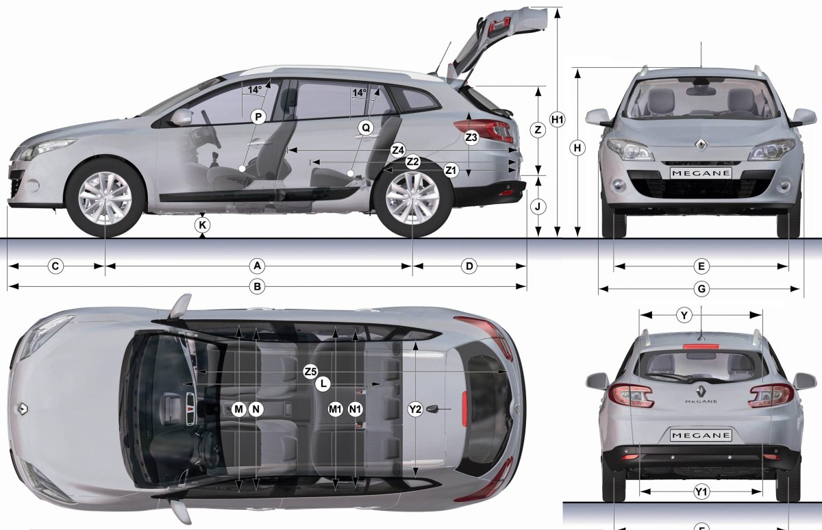 Renault Megane 3 универсал габариты