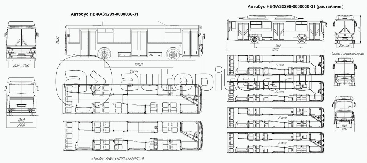 Габариты автобуса НЕФАЗ 5299