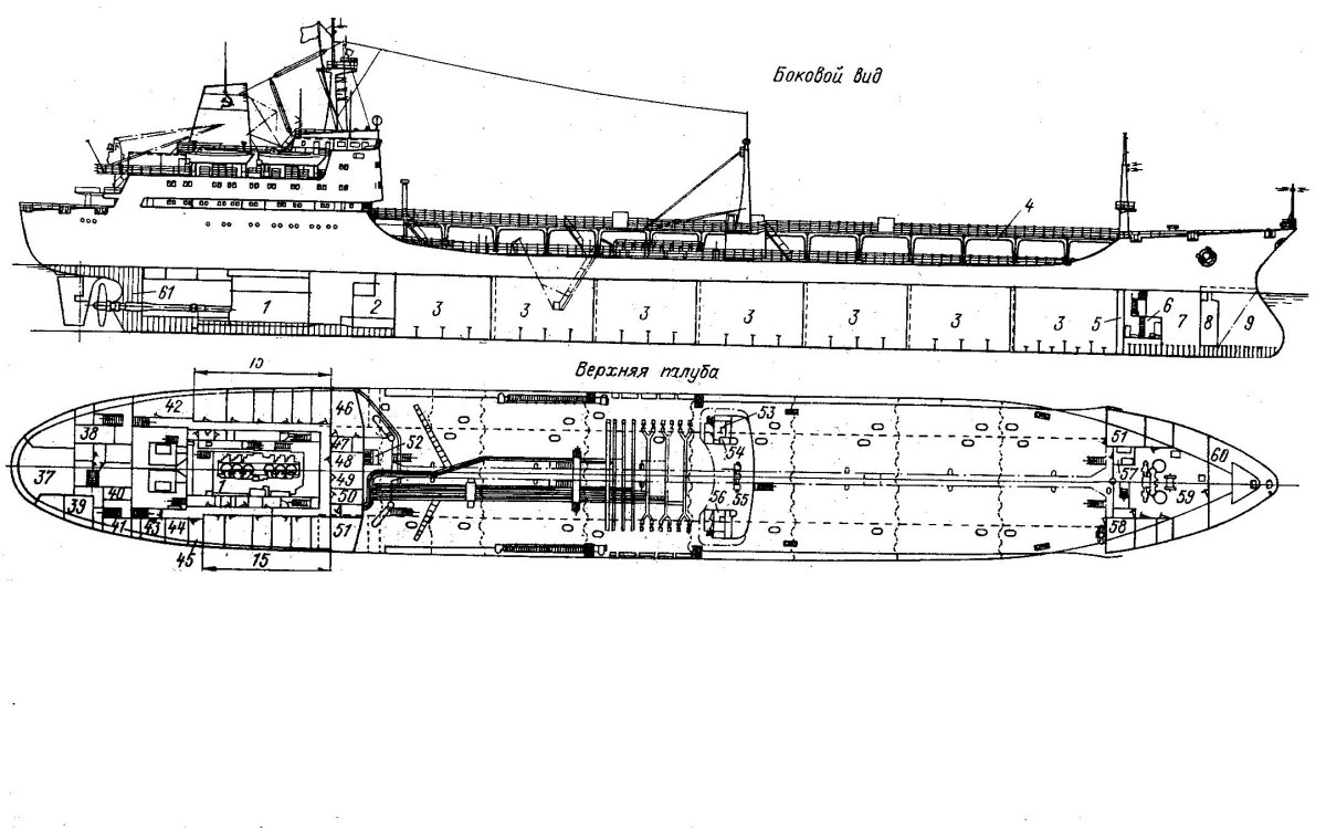 Нефтеналивное судно чертеж