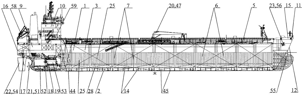 Схема сухогрузного судна