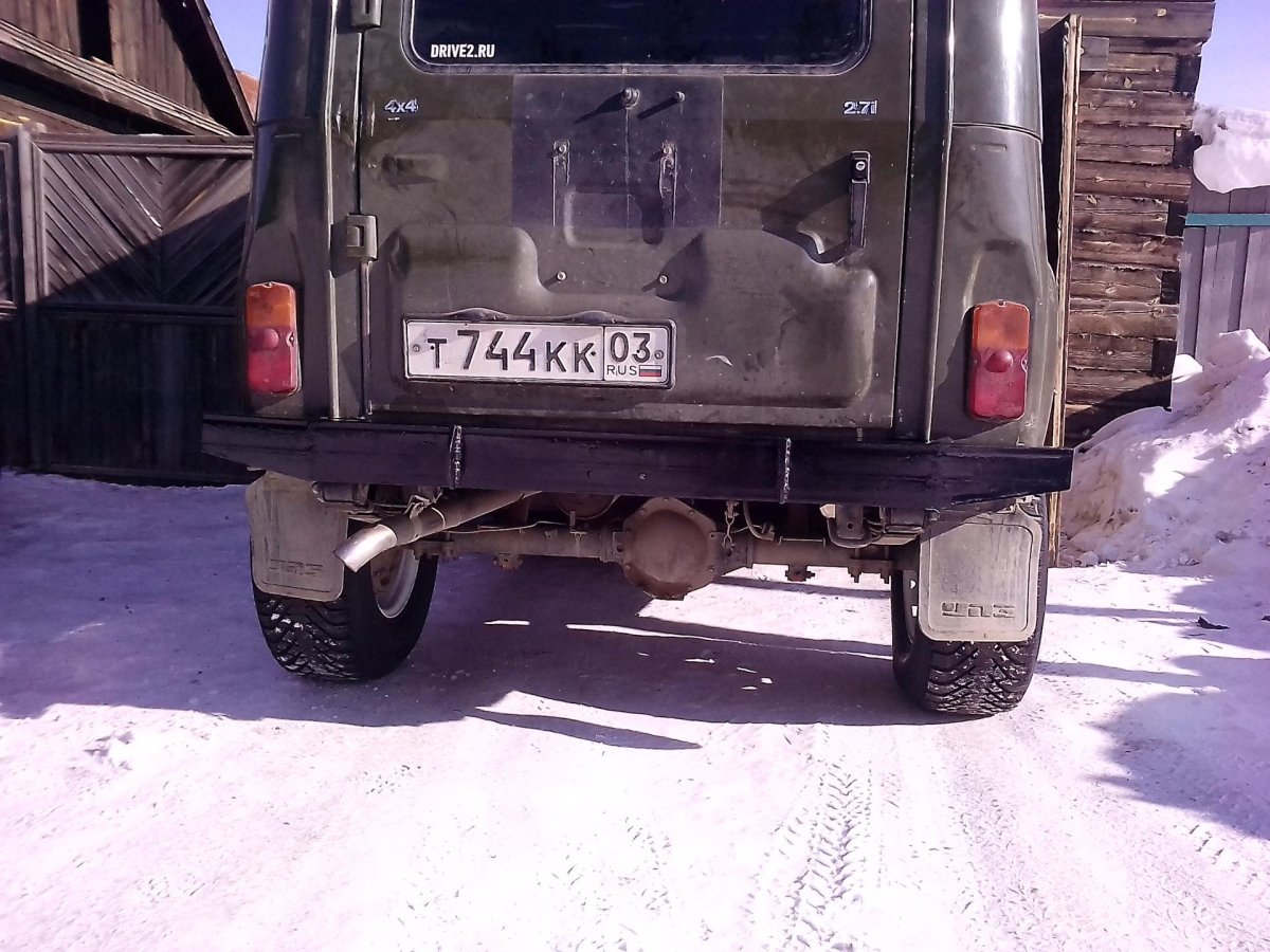 Задний силовой бампер на УАЗ Хантер