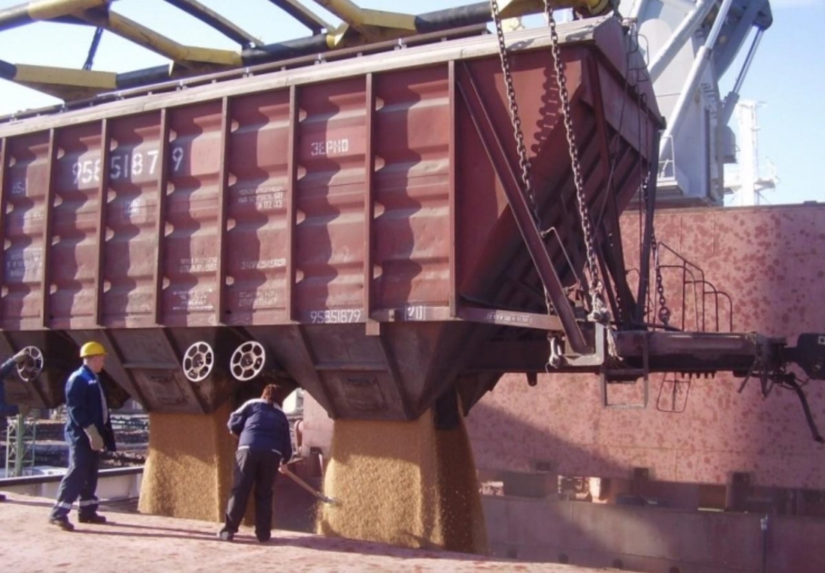 Разгрузка вагонов хопперов