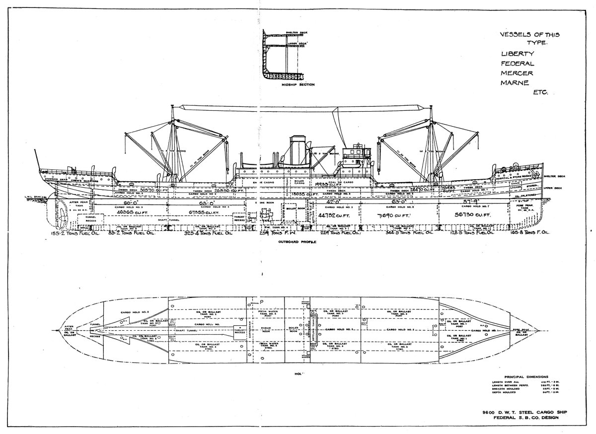 Судно типа Либерти чертежи