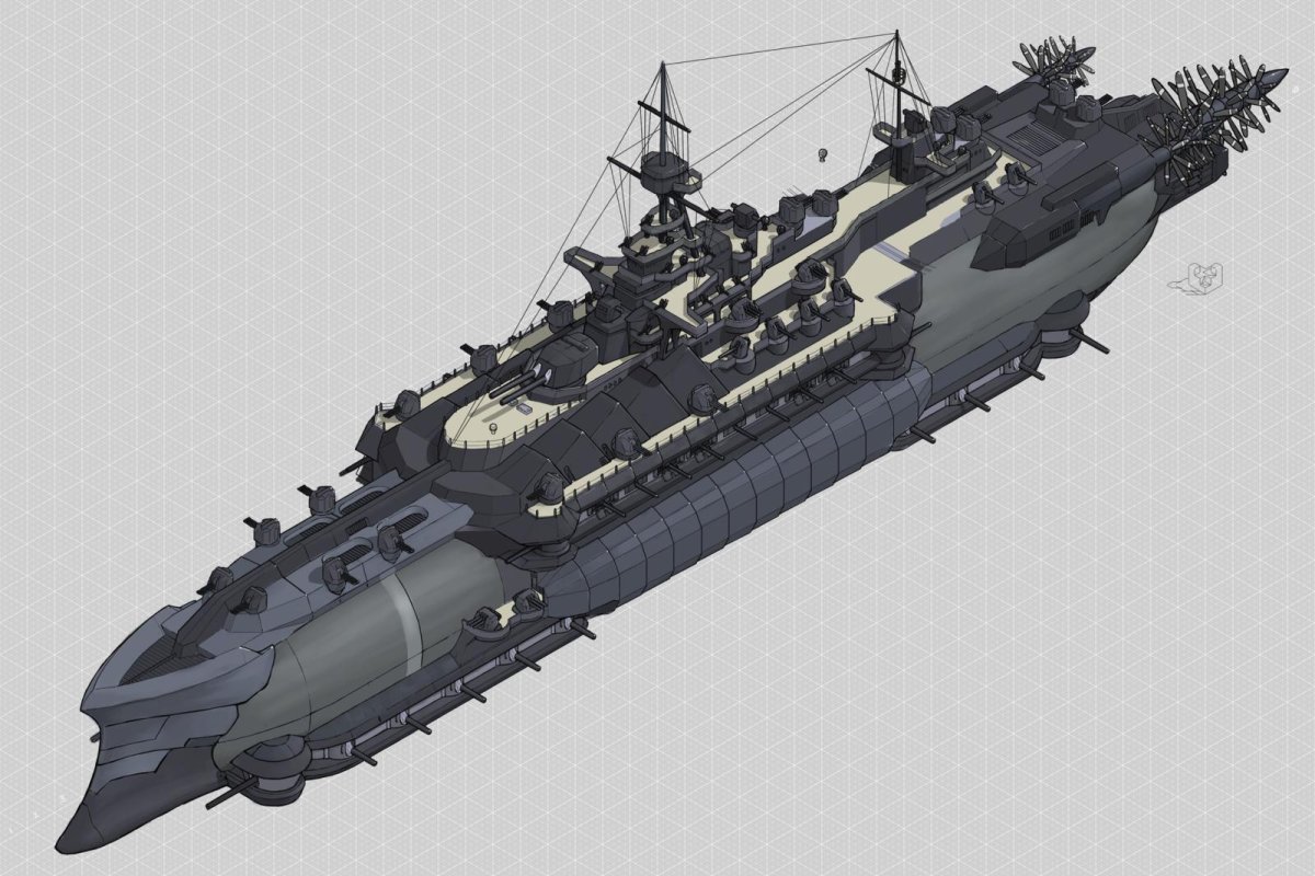 Дирижабль линкор дизельпанк