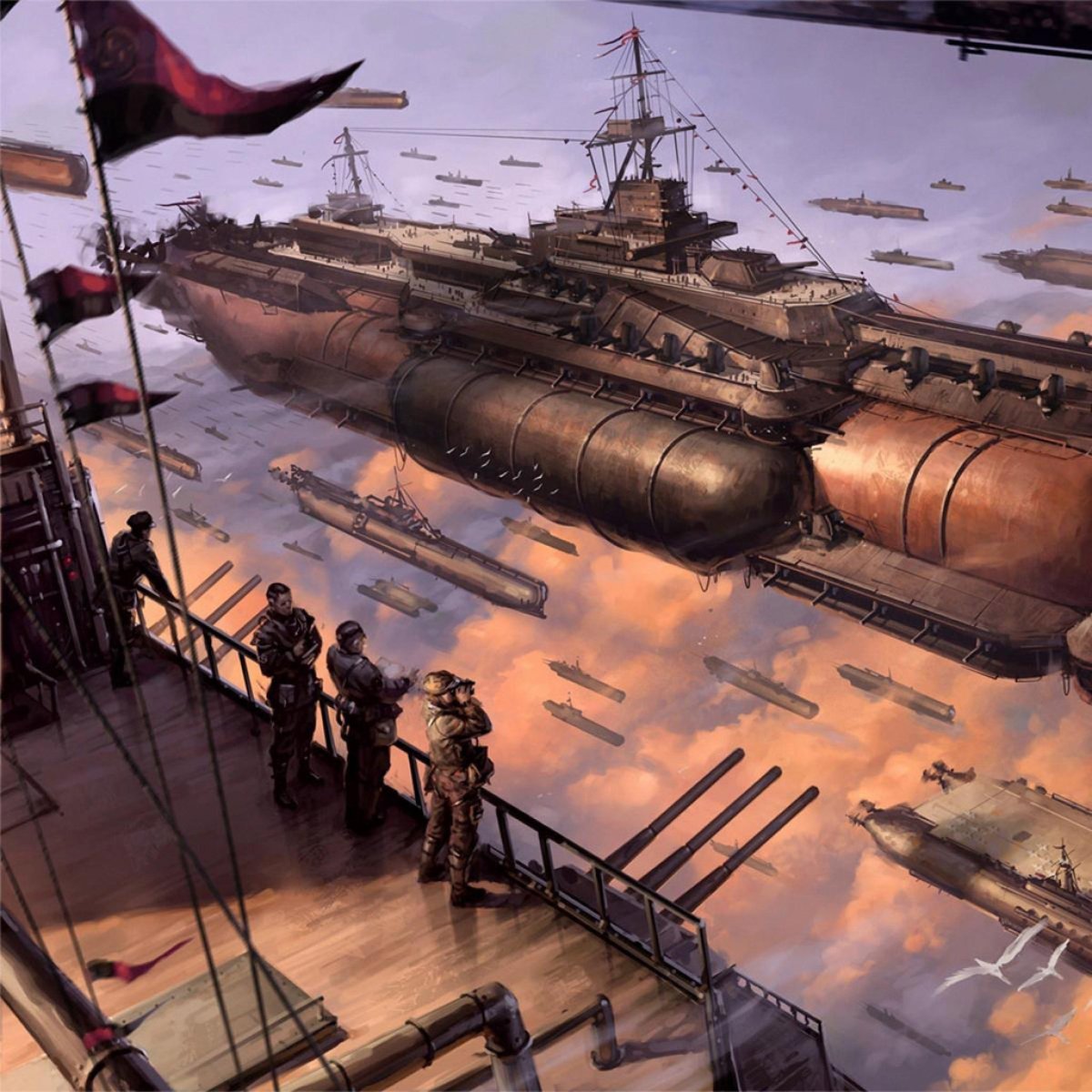 Дизельпанк дирижабли авианосец