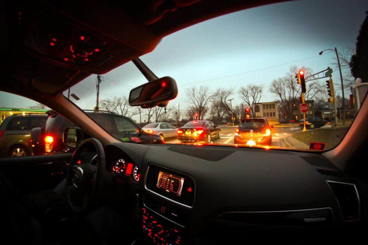 Вид из салона машины