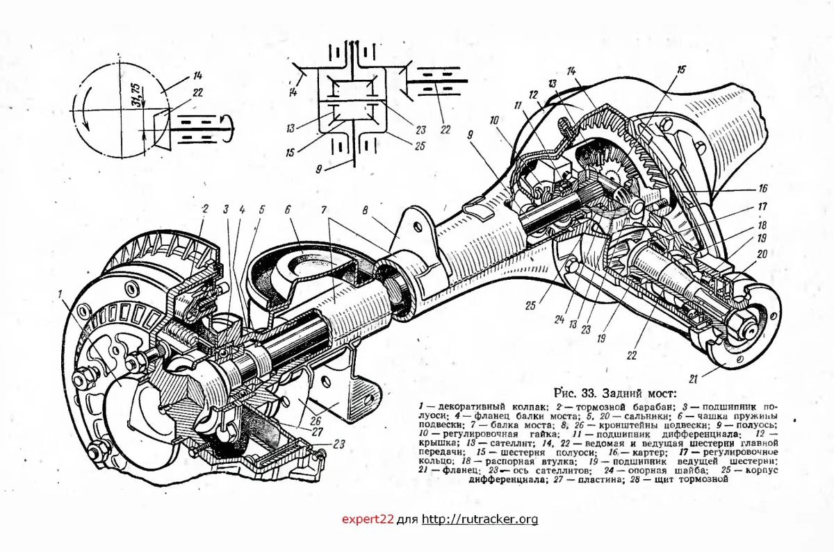 Схема заднего моста ВАЗ 2121