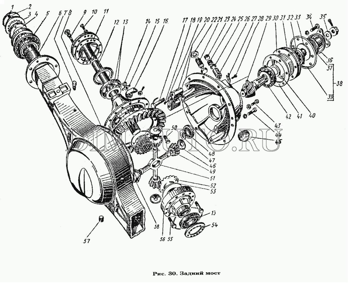 Редуктор заднего моста ГАЗ 3309 схема